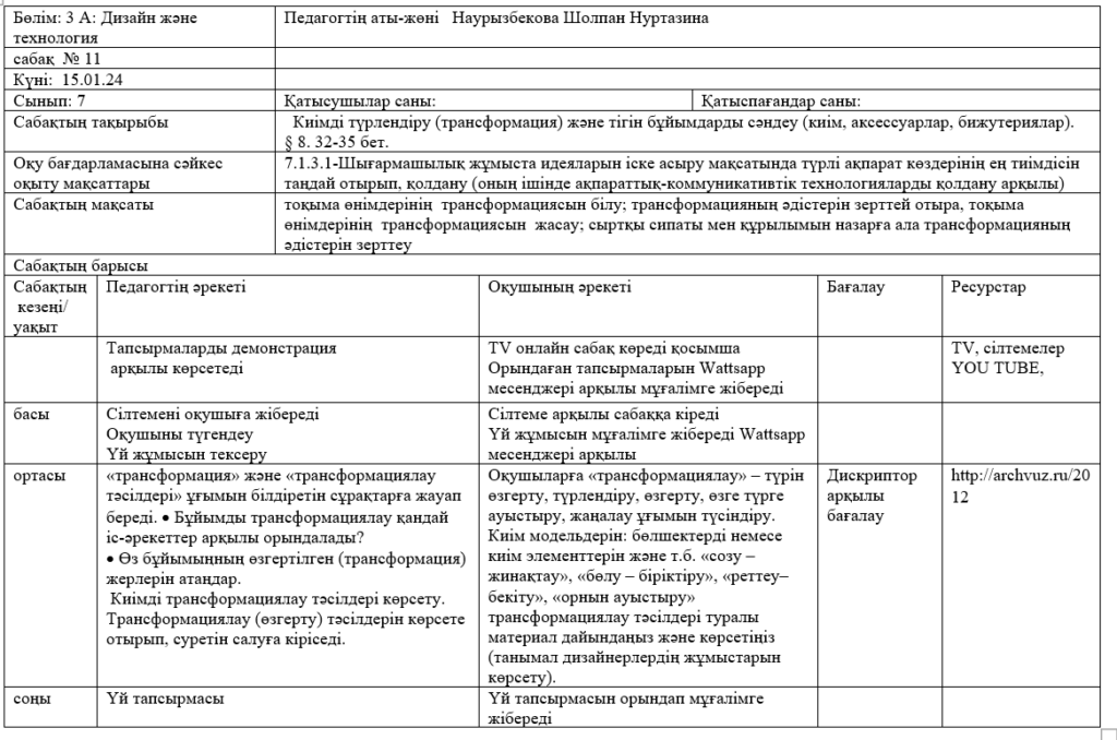 Киімді түрлендіру (трансформация) және тігін бұйымдарды сәндеу (киім, аксессуарлар, бижутериялар)